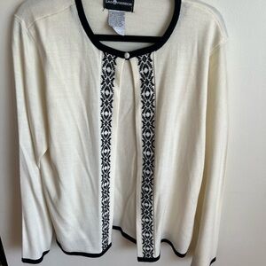 Sag Harbor Ivory Sweater with Ebony Accents